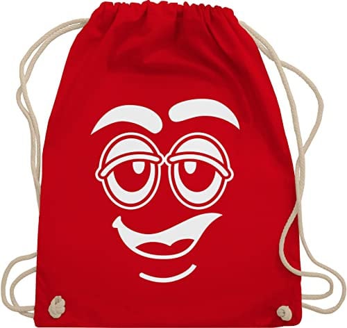 Turnbeutel Rucksack - Karneval & Fasching - Taschen - M Aufdruck Gruppen Kostüm M&M Gesicht - Unisize - Rot - karnevalsbeutel faschings tasche karnevalstasche karnevals beutel wurfbeutel fassenacht