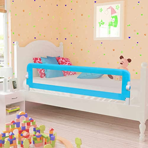 homiuse 2 Stück Kleinkind Bettschutzgitter 150 x 42 cm Bettumrandung Babybett Bettgitter Rausfallschutz Boxspringbett Rausfallschutz Bett Kinderbett Bettgitter Faltbar Bettschutzgitter Blau