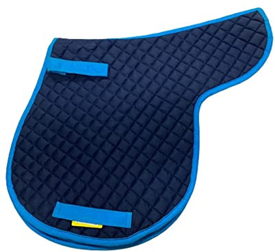 equi-deluxe Vielseitigkeits-Satteldecke Warmblut, Baumwolle, 15 mm Stepppung, Klassische Satteldecke, Klettstrupfen (Blau)