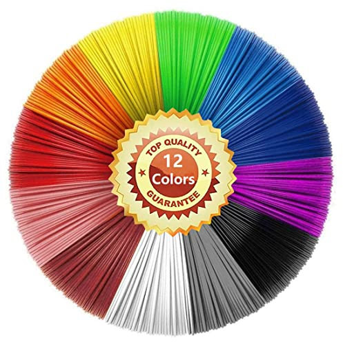 LELYFIT PLA 3D-Stift-Filament, 12 Farben, je 5 m – PLA-Filament für 3D-Stift, 1,75 mm, 3D-Stift-Farben, 3D Druck Filament Farbsatz (12 Farben)