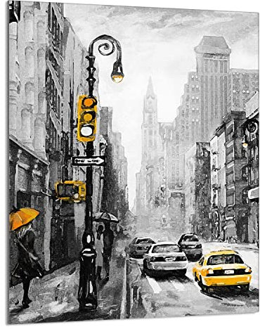 DarHaus Herdabdeckplatte einteilig 40x52 cm Ceranfeld Abdeckung Glas Spritzschutz Abdeckplatte Glasplatte Herd Ceranfeldabdeckung Deko, Stadt New York
