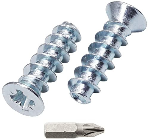 SKIR'CO (300 pièces) Vis Euro zinguées 5.0 x 16 mm, Vis de Glissière de Tiroir, Tête fraisée plate, Vis de charnière