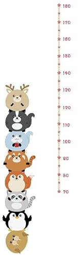 Yurosiay Tiere Wandsticker Messlatte Kinder Baby Wachstum Messlatte Süße Elch Pinguin Höhentabelle Wandaufkleber Abnehmbar DIY Wandtattoo Messlatte für Kinderzimmer Spielzimmer 40×150 cm 5#