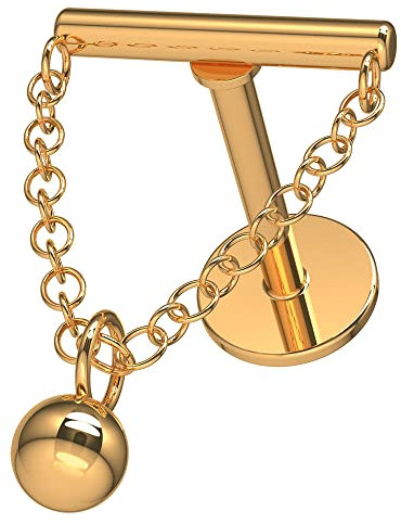 AZARIO LONDON Plain Ball on Dangling Chain Rose Gold Surgical Steel Labret-Cartilage-Tragus Earring/Helix Stud/Conch Piercing Stud- Surgical Steel Stud - 16 Gauge Labret