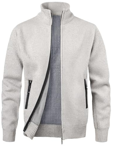 MeiLayM Uomo Autunno Inverno Cardigans Cerniera Intera Giacca Maglione Maglia Manica Lunga Cardigan Cappotto Invernale Foderato in Pile Caldo Maglione Cardigan Felpa
