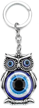 Eule Schlüsselanhänger,Evil Eye Böser blick Devil Eye Schlüsselanhänger,Glücklicher Charm Nette Tasche Anhänger Geburtstagsgeschenk für Frauen Männer Mädchen Kind Rucksack Handtasche (Blau/01)