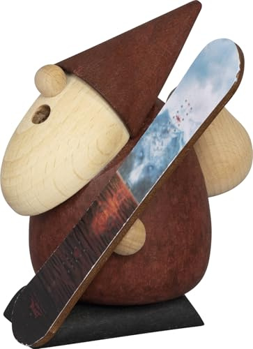 SAICO Räuchermännchen Weihnachtsmann mit Snowboard 10 x 10 x 11 cm - Handgefertigte Holzfigur inkl. Räucherfunktion - Erzgebirgische Handarbeit - Moderne Weihnachtsdekoration Made in Germany