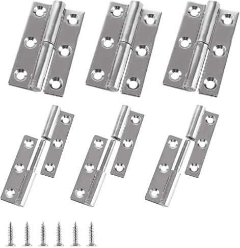 LOLYSIC 6x Scharniere Klappbar 64 x 36mm 304 Edelstahl, geeignet für Türen und Fenster, Schränke und Kleiderschränke usw,mit Schrauben
