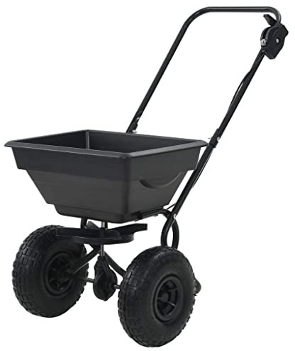 Homgoday Walk Behind Salt Spreader PVC and Steel 92x46x70 cm 15 L
