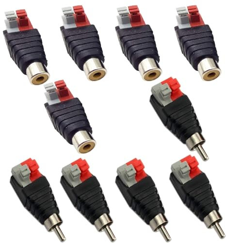 Sopepoyie Lot de 5 adaptateurs RCA mâle femelle pour haut-parleur vers adaptateur RCA 5,5 mm x 2,1 mm