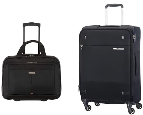 Samsonite Guardit 2,0-17,3 Zoll Laptoptasche mit Rollen, 46 cm, 26,5 L, Schwarz (Black) & Base Boost - Spinner M Erweiterbar Koffer, 66 cm, 67,5/73,5 L, Schwarz (Black)