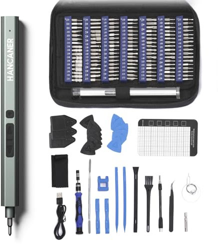 Hancaner Cacciavite Elettrico di Precisione 152 in 1,Set di Cacciaviti Elettrici Senza Fili con 119 Punte Magnetiche, Kit di Strumenti di Riparazione per Cacciaviti Elettrici ricaricabili