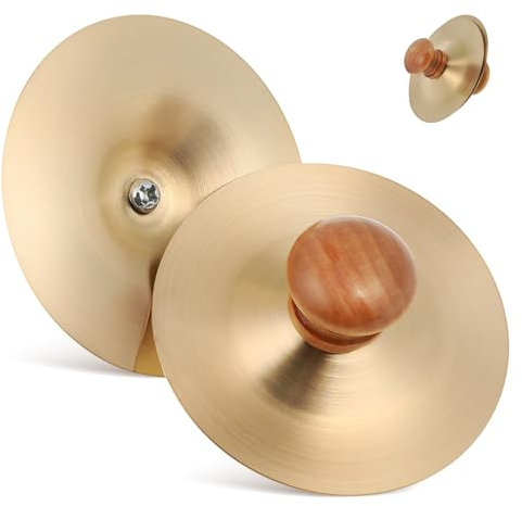 jojofuny 1 par de platillos de dedo, mini platillos de mano pequeños, pequeños platillos de práctica, platillos portátiles, para ópera y tambor, platillos de mano de cobre, fiesta de bailarina