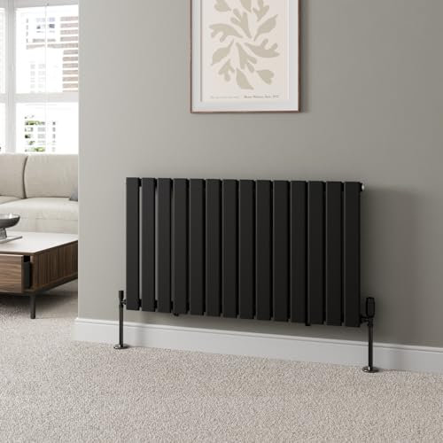DuraTherm® 600 x 1060mm Black Horizontal Designer Radiator Single Column Flat Panel Modern Central Heating Panels Bathroom Radiators