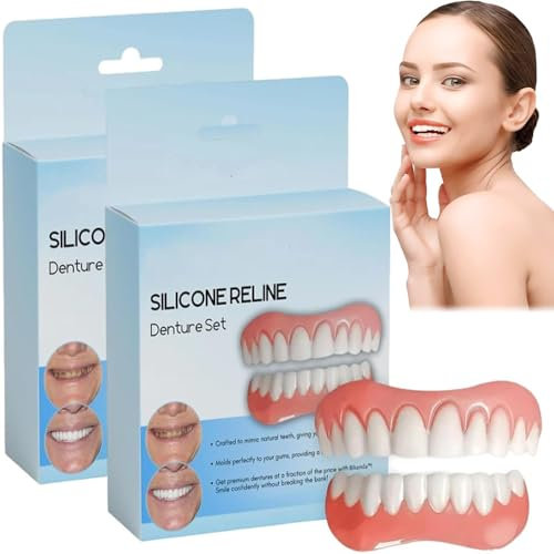 Bikenda Silicone Reline Denture Set,Bikenda Denture Set,Denture Silicone Reline Kit,Tooth Repair Kit,Soft Denture Reline Kit,Veneers Snap in Teeth Teeth Comfort Fit for Men and Women ﻿ ﻿ ﻿ (2pcs)
