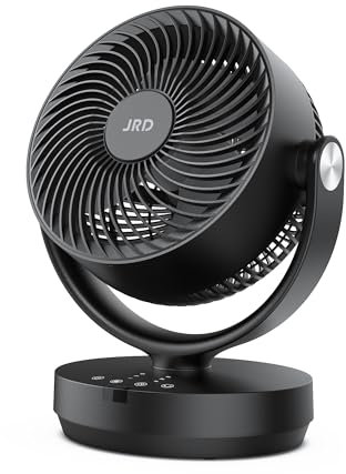 JRD Air Circulator Fan for Bedroom, 13Inch 28dB Quiet Table Fan with Remote, 90°Oscillating Fan, 120° Adjustable Tilt, 3 Speeds, 7H Timer, Powerful Desk Fan for Whole Room Home Office