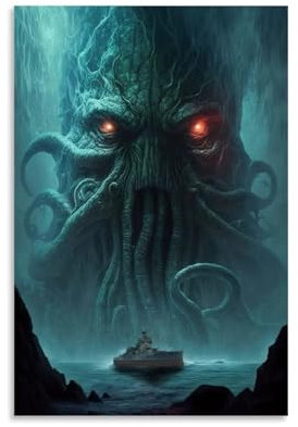 LaFegoude Cthulhu The Monsters Poster Dekorative Malerei Leinwand Wandkunst Wohnzimmer Poster Schlafzimmer Malerei,Wandkunst Bilddruck Moderne Familienzimmer Dekor 12x18inch(30x45cm)