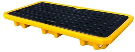 PFCDZDU Spill Containment Platform, Paint Bucket Modular Polyethylene Pallet With Drain, LeakproofTray For Factory Garage Kitchen, 1/2 Drum Capacity(Yellow-5 pcs,130x69x15cm)