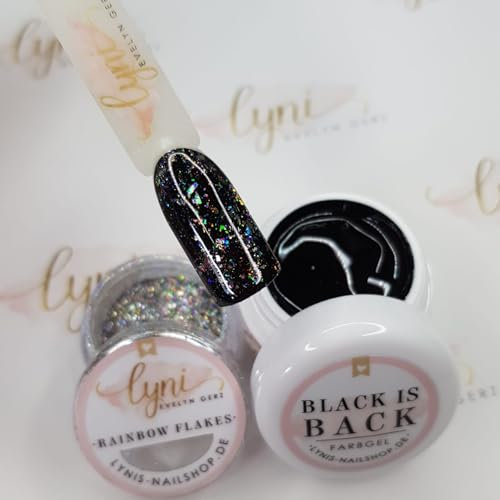 Farbgel für Gelnägel Schwarz 5ml, Black is back, Tiefschwarzes UV Farbgel für kontrastreiche Designs & Studioqualität, Ideal für feine Linien & Fullcover, Deutsche Marke, Lynis-Nailshop.de