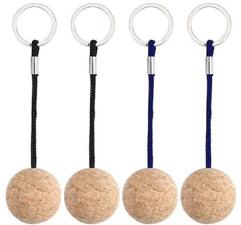 YSJCHEBS Porte-Clés Boule en Bois 4 Pièces, Porte-Clés Personnalisés Créatifs, Porte-Clés Flottants, Accessoires De Sports Nautiques