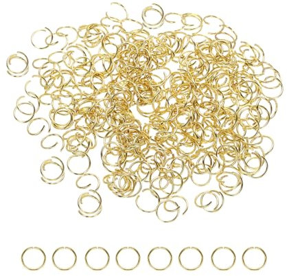 sourcing map 300pcs 8mm Open Jump Rings Gold Key Rings Clasps for Jewelry Making Tools Supplies Jewelry DIY Crafts Keychains Rings