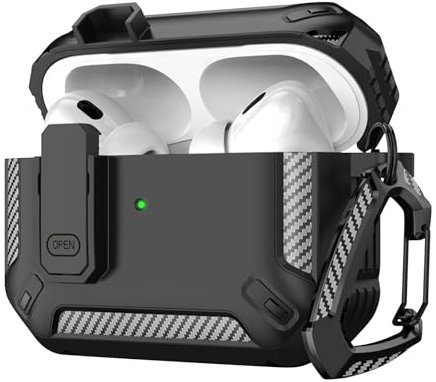 Wanme Custodia per AirPods Pro 2nd /1st Generation con Clip di Bloccaggio Sicuro, Cover Pop-up Automatica, Protettiva Militare Copertura Rigida Antiurto per AirPods Pro 2