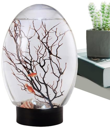 Betta Fischtank, Schreibtisch Aquarium, Kleine Beta -Fischschale mit LED -Licht, Tragbares Lüfterzweigbaumverzier, Aquaponic Pflanzer für Zuhause, Studio