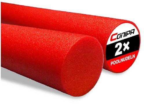 Conipa® - Schwimmnudeln im Set (160 x 7 cm) Kinder & Erwachsene (aus Schaumstoff) - Poolnudel & Pool-Spielzeug Set ab 3-10 Jahre (Made IN Europe) - Pool Wassernudel & Pool-Nudel (2 x Rot)