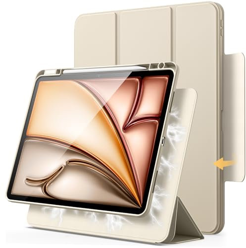 JETech Custodia Magnetica Staccabile per iPad Air 13 Pollici M3/M2 (2025/2024) con Portapenne, Cover Trasparente Girevole Rimovibile, Ritratto/Paesaggio Supporto (Galassia)