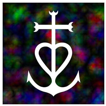 JVM - Autocollant sticker tuning pour voiture, boite à lettre, pc ordinateur portable laptop : (Croix de Camargue 12x12 cm - Lot de 2 - Blanc sur fond vitrail multicolore)