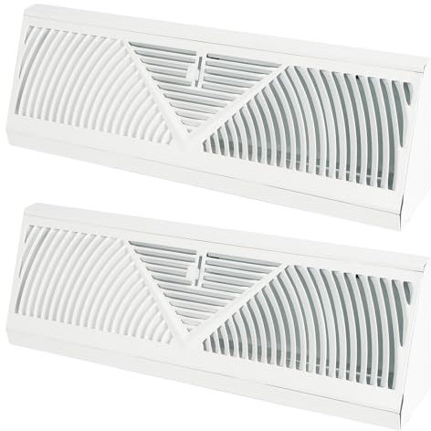 Baseboard Register Vent, 2 Pcs 15 Inch Duct Opening Size Baseboard Vent Covers, Adjustable Airflow Floor Baseboard Diffuser, Aluminum Base-Board Register Vent Covers