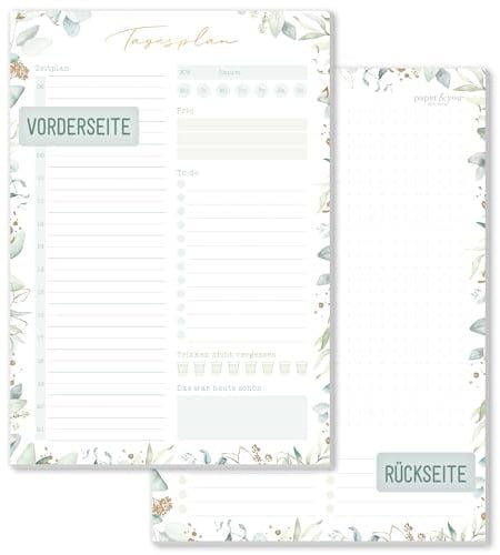 Häfft Tagesplaner Block A5 Daily Planner mit To-do-Liste Blattgold | Für klare Tagesplanung: 50 Blatt mit 100g/m²-Papier, Zeitplan, To-do-Liste, Prios, Highlight & Notizfläche