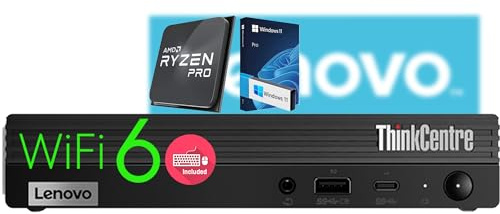 Lenovo Mini Desktop PC, AMD Ryzen 5 PRO Processor, 24GB DDR4, 1TB PCIe SSD, Wi-Fi 6, Bluetooth 5, USB-C, HDMI, DisplayPort, RJ-45, Windows 11 Pro – Ultra-Compact Office & Productivity Desktop