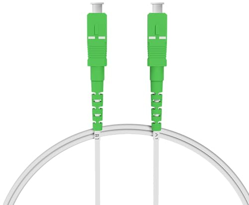 nexinex - 1m weißes Glasfaserkabel SC/APC auf SC/APC Patchkabel | LWL Simplex Singlemode OS2 FTTH Glasfaser Lichtwellenleiter Kabel