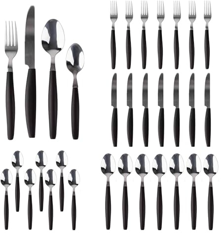 Set de 32 Pzs Cubiertos en acero inoxidable color Negro San Ignacio