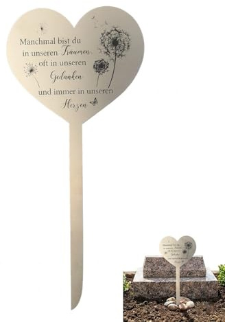 JIRVEX Décoration de Tombe Résistante aux Intempéries - 1 Pièce Cœur en Métal avec Inscription : Parfois dans nos rêves, souvent pensées et toujours nos - Funéraire pour Cimetière et Lieu de Mémoire