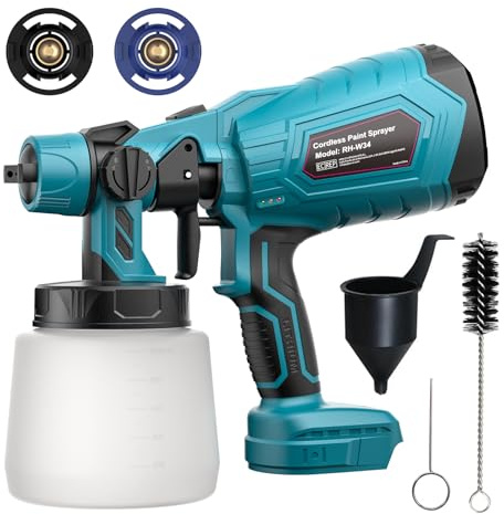 Farbsprühsystem für makita 18V Akku (ohne Akku), Kabelloser Akku Farbsprüher für Zäune und Terrassendielen, Sprühpistole, Handfarbsprüher für Zuhause DIY Malerei, 3 Sprühmuster & 1000mL Tank