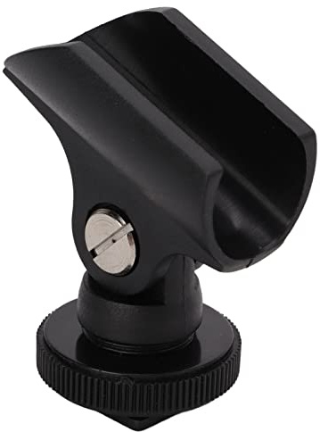Verstellbarer Mikrofonhalter für Mikrofonständer, 2 Stück Mikrofon-Clip-Halter mit Blitzschuh und 1/4 Zoll Schraubenloch für Mikrofone mit 2 cm Durchmesser, DSLR-Kamera