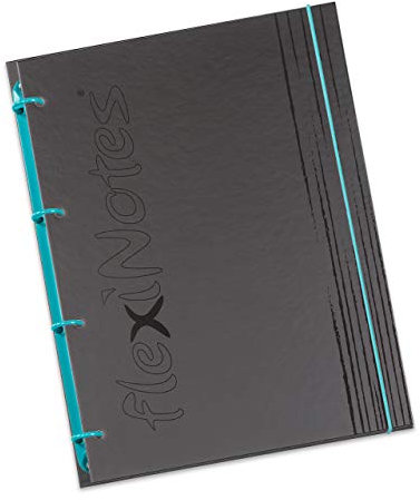flexiNotes NOTIZBUCH A5, Typ: fN Black, Türkis, 75 Blatt kariert - Ring S