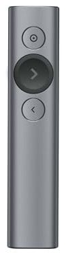 Logitech Spotlight Presenter, Bluetooth und 2.4 GHz Verbindung via USB-Empfänger, Digitaler Laserpointer, 30m Reichweite, Timer, Vibrationsalarm, PC/Mac/Android/iOS - Slate/Grau