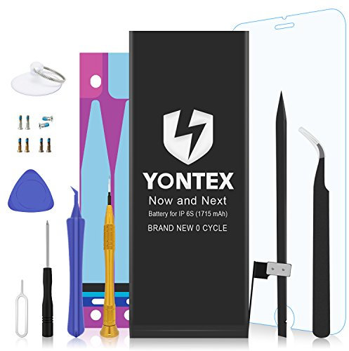 YONTEX Battery Model iP 6S 0 Cycle - with Replacement Repair Tool Kits, Adhesive Strip and Screen Protector [24-Month Warranty]