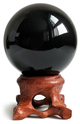 Mina Heal Schwarze Obsidian-Kristallkugeln für Fengshui, Meditation, Kristallheilung, Weissagung, Heimdekoration, Schwarze magische Kristallkugel