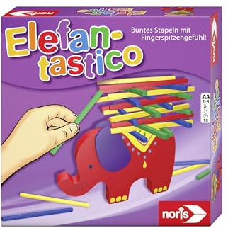 noris 606011640 Elefantastico Buntes Stapeln mit Fingerspitzengefühl Stapelspiel mit hochwertigem Holzspielmaterial, ab 3 Jahren, Mehrfarbig