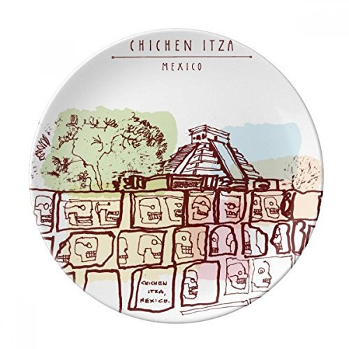 Chichen Itza México - Plato de postre de porcelana decorativo, diseño de la antigua civilización, 20,3 cm