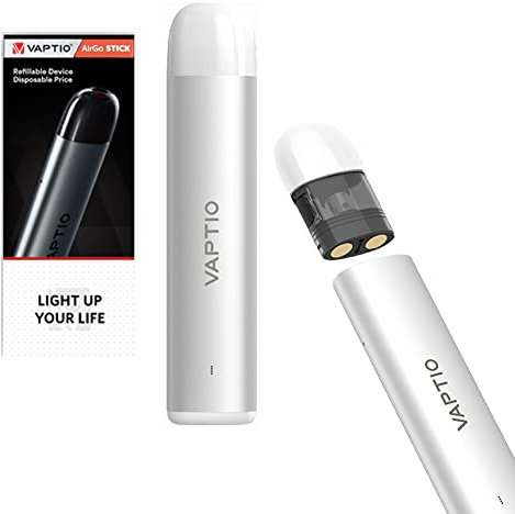 VAPTIO Airgo Stick Kit 350mAh Batería Starter Kit Vaina de Cartucho de 1,5ml Atomizador de 11W Cigarrillo Electrónico Vape Pen,sin líquido ni nicotina (blanco)