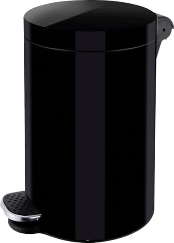 helit H2404295 - Silberionen-Tretabfallbehälter, „the knight“, 20 Liter, schwarz | Mülleimer mit Silberionen-Beschichtung, Fußpedal und antimikrobieller Wirkung