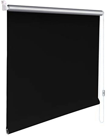 Sonnenschutz-HH® - Mini Thermo Verdunkelungsrollo Thermorollo Minirollo Rollo KLEMMFIX Seitenzugrollo Kettenzugrollo inkl. Klemmträger ohne Bohren - Außenmaß Breite 130 x 200 cm Höhe - schwarz