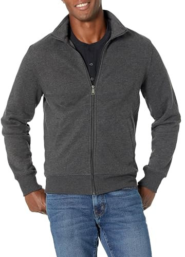Amazon Essentials Felpa con Collo a Lupetto con Cerniera Integrale Uomo, Carbone Puntinato, XXL