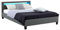 IDIMEX Lit LED Double 140x190 cm avec sommier, tête de lit Confortable, lit 1 Place revêtement synthétique Gris, Pinot