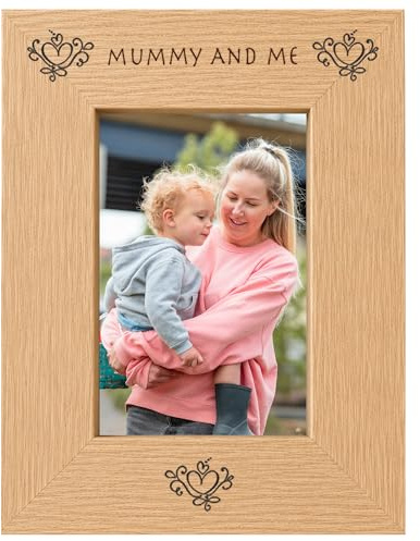 Mummy And Me 6x4 Oak Effect Engraved Picture Photo Frame Keepsake Gift | Present Idea, from Son, Daughter, Children, New Baby, For Birthday, Christmas, Mothers Day, Thank You, First